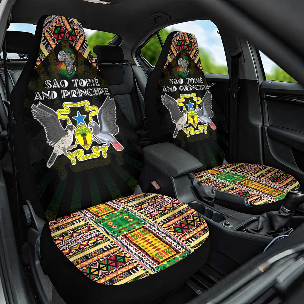 Sao Tome and Principe Roots Car Seat Cover African Pride in Fingerprint and Tribal Colors