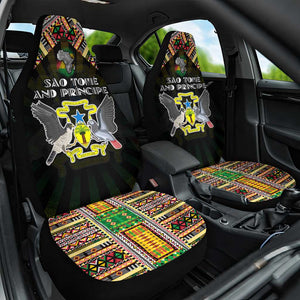 Sao Tome and Principe Roots Car Seat Cover African Pride in Fingerprint and Tribal Colors