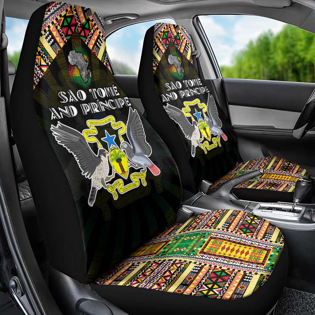 Sao Tome and Principe Roots Car Seat Cover African Pride in Fingerprint and Tribal Colors