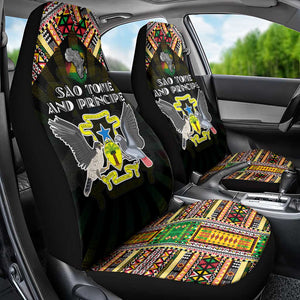 Sao Tome and Principe Roots Car Seat Cover African Pride in Fingerprint and Tribal Colors