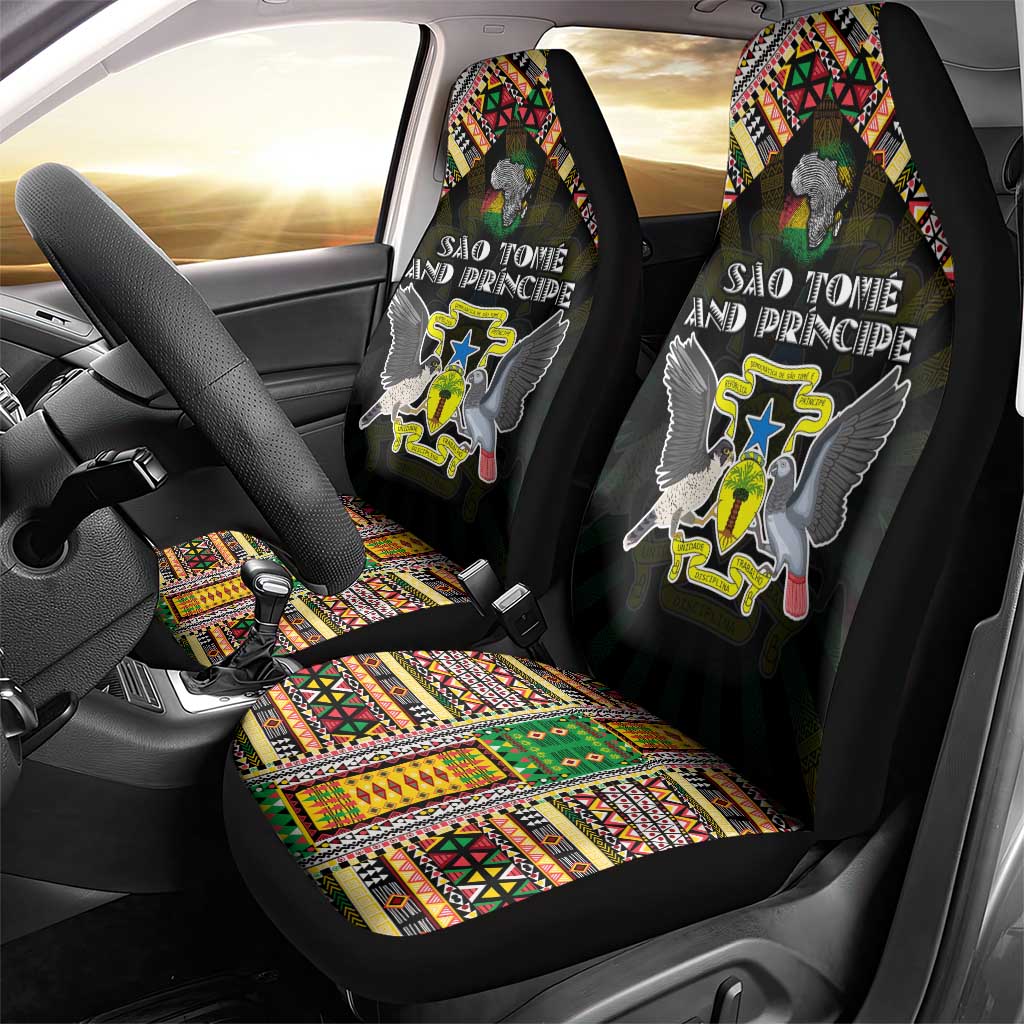 Sao Tome and Principe Roots Car Seat Cover African Pride in Fingerprint and Tribal Colors