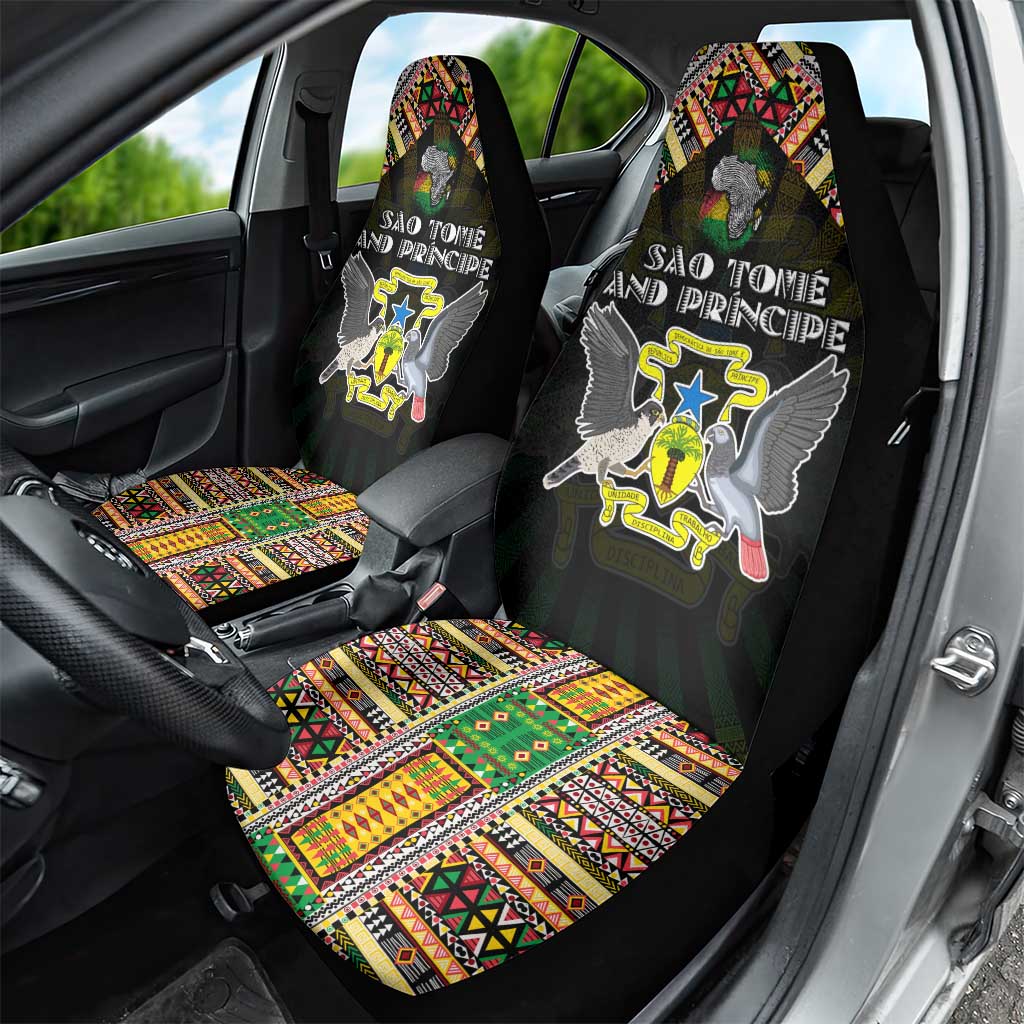 Sao Tome and Principe Roots Car Seat Cover African Pride in Fingerprint and Tribal Colors