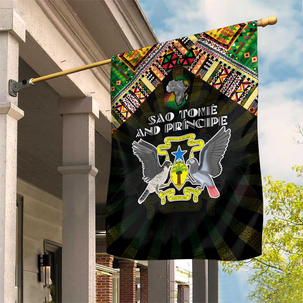 Sao Tome and Principe Roots Garden Flag African Pride in Fingerprint and Tribal Colors