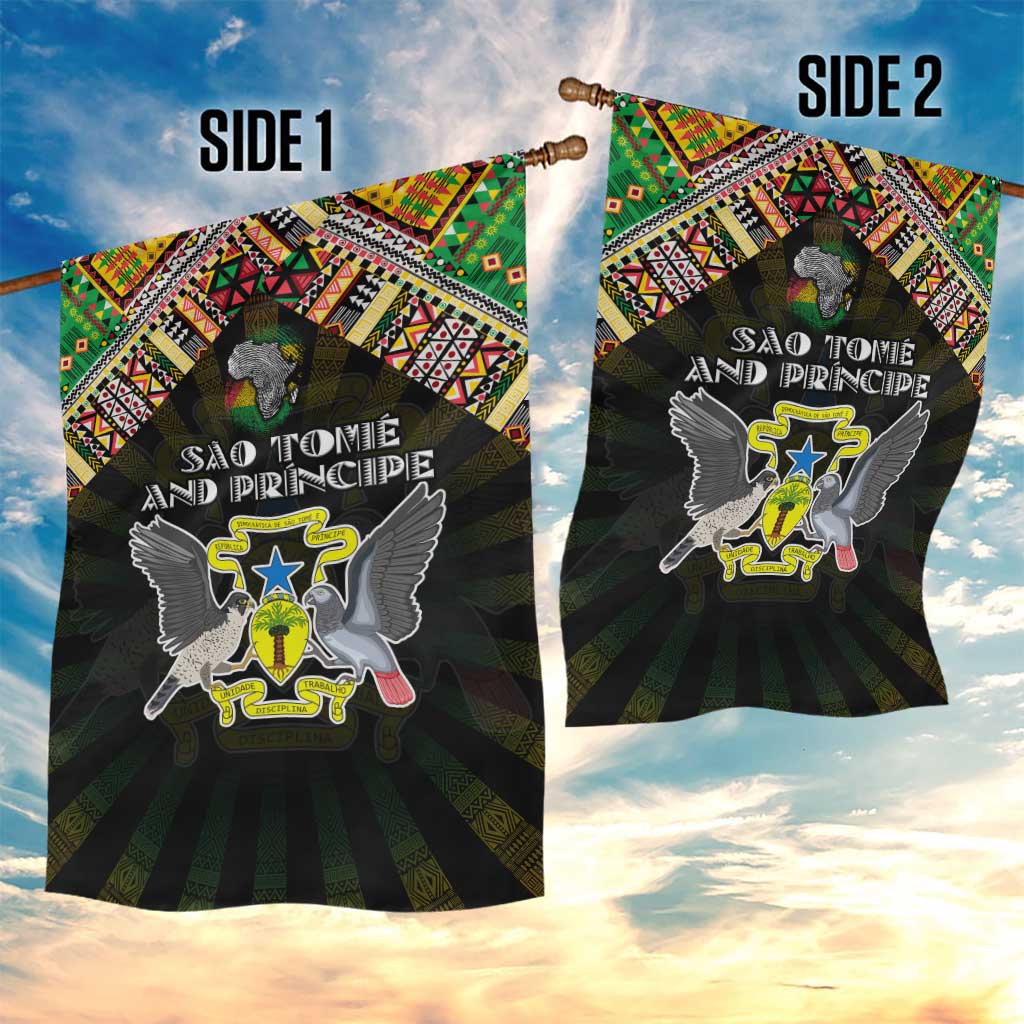 Sao Tome and Principe Roots Garden Flag African Pride in Fingerprint and Tribal Colors