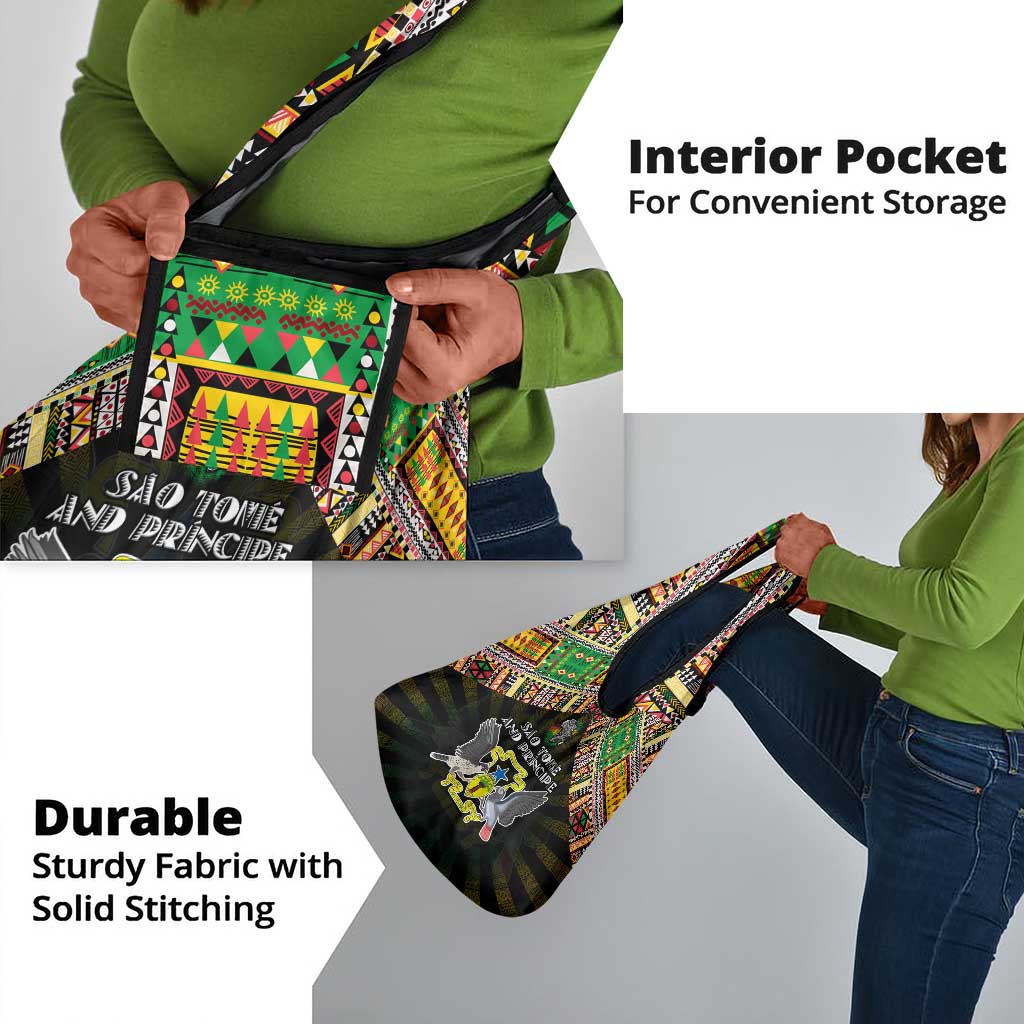 Sao Tome and Principe Roots Grocery Bag African Pride in Fingerprint and Tribal Colors