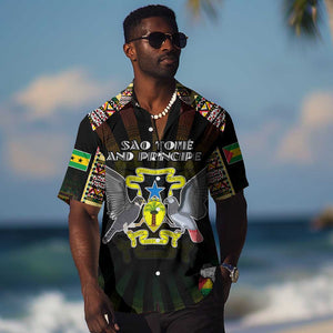 Personalized Sao Tome and Principe Roots Hawaiian Shirt African Pride in Fingerprint and Tribal Colors