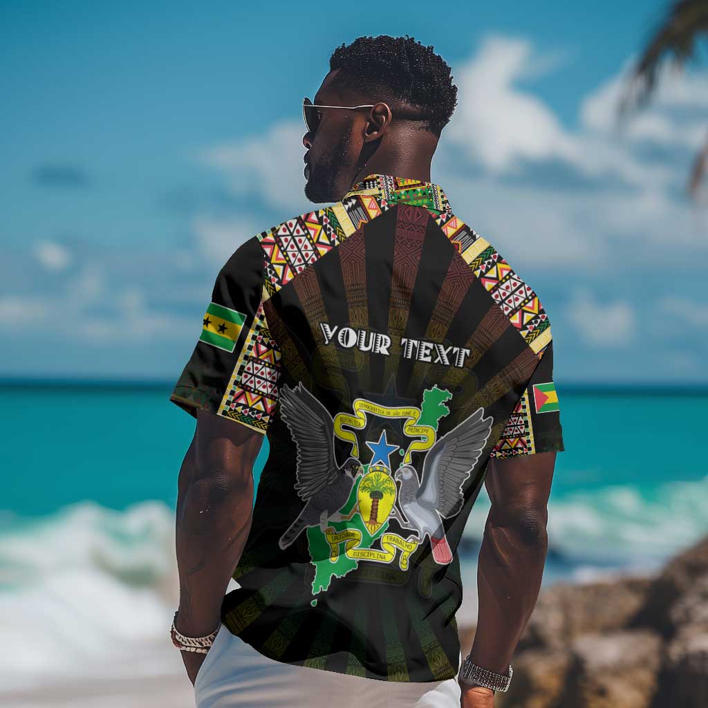 Personalized Sao Tome and Principe Roots Hawaiian Shirt African Pride in Fingerprint and Tribal Colors
