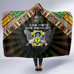 Sao Tome and Principe Roots Hooded Blanket African Pride in Fingerprint and Tribal Colors