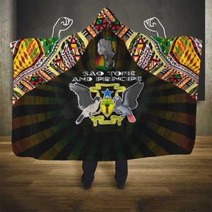 Sao Tome and Principe Roots Hooded Blanket African Pride in Fingerprint and Tribal Colors