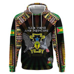 Personalized Sao Tome and Principe Roots Hoodie African Pride in Fingerprint and Tribal Colors