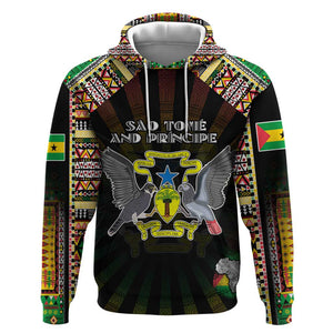 Personalized Sao Tome and Principe Roots Hoodie African Pride in Fingerprint and Tribal Colors