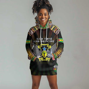 Personalized Sao Tome and Principe Roots Hoodie Dress African Pride in Fingerprint and Tribal Colors