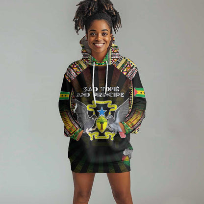 Personalized Sao Tome and Principe Roots Hoodie Dress African Pride in Fingerprint and Tribal Colors