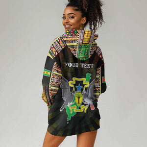 Personalized Sao Tome and Principe Roots Hoodie Dress African Pride in Fingerprint and Tribal Colors
