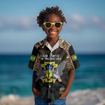 Personalized Sao Tome and Principe Roots Kid Hawaiian Shirt African Pride in Fingerprint and Tribal Colors