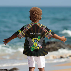 Personalized Sao Tome and Principe Roots Kid Hawaiian Shirt African Pride in Fingerprint and Tribal Colors