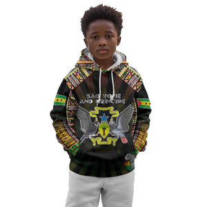 Personalized Sao Tome and Principe Roots Kid Hoodie African Pride in Fingerprint and Tribal Colors