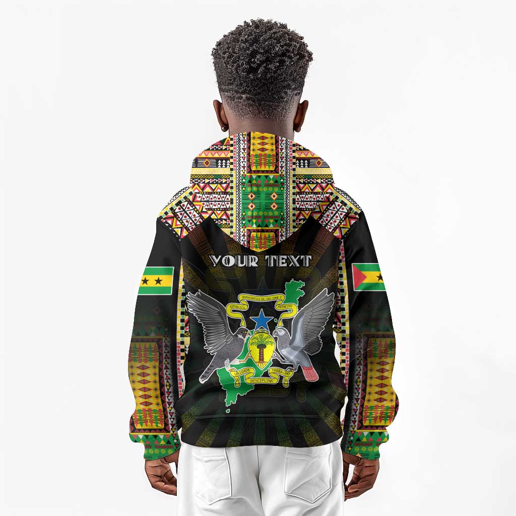 Personalized Sao Tome and Principe Roots Kid Hoodie African Pride in Fingerprint and Tribal Colors