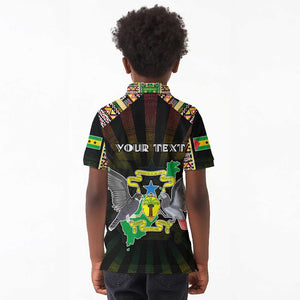 Personalized Sao Tome and Principe Roots Kid Polo Shirt African Pride in Fingerprint and Tribal Colors
