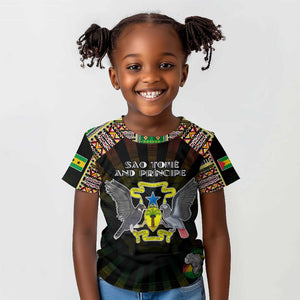 Personalized Sao Tome and Principe Roots Kid T shirt African Pride in Fingerprint and Tribal Colors