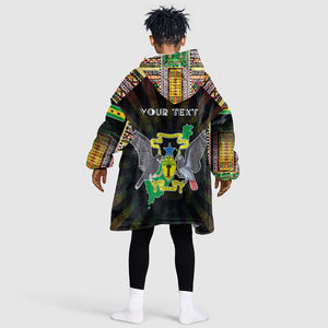 Personalized Sao Tome and Principe Roots Kid Wearable Blanket Hoodie African Pride in Fingerprint and Tribal Colors