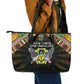 Sao Tome and Principe Roots Leather Tote Bag African Pride in Fingerprint and Tribal Colors