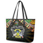 Sao Tome and Principe Roots Leather Tote Bag African Pride in Fingerprint and Tribal Colors