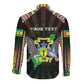 Personalized Sao Tome and Principe Roots Long Sleeve Button Shirt African Pride in Fingerprint and Tribal Colors