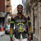 Personalized Sao Tome and Principe Roots Long Sleeve Button Shirt African Pride in Fingerprint and Tribal Colors