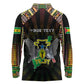 Personalized Sao Tome and Principe Roots Long Sleeve Polo Shirt African Pride in Fingerprint and Tribal Colors