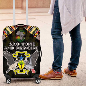 Sao Tome and Principe Roots Luggage Cover African Pride in Fingerprint and Tribal Colors