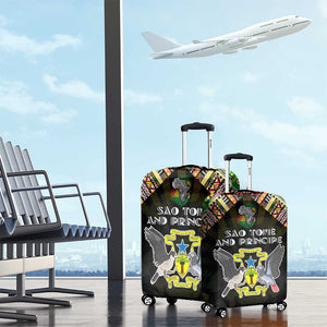 Sao Tome and Principe Roots Luggage Cover African Pride in Fingerprint and Tribal Colors