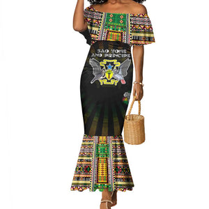 Personalized Sao Tome and Principe Roots Mermaid Dress African Pride in Fingerprint and Tribal Colors