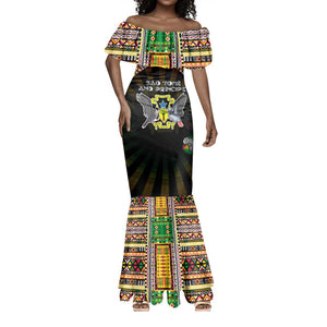 Personalized Sao Tome and Principe Roots Mermaid Dress African Pride in Fingerprint and Tribal Colors