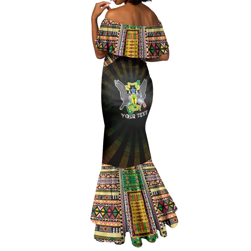 Personalized Sao Tome and Principe Roots Mermaid Dress African Pride in Fingerprint and Tribal Colors