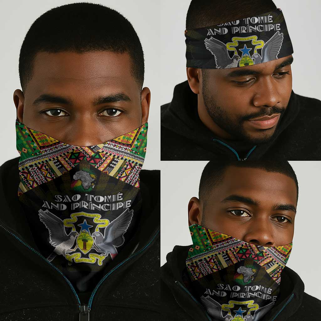 Sao Tome and Principe Roots Neck Gaiter African Pride in Fingerprint and Tribal Colors DT02