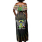 Personalized Sao Tome and Principe Roots Off Shoulder Maxi Dress African Pride in Fingerprint and Tribal Colors