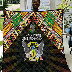 Sao Tome and Principe Roots Quilt African Pride in Fingerprint and Tribal Colors