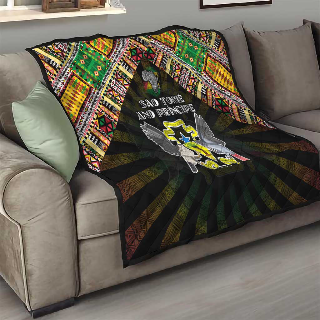 Sao Tome and Principe Roots Quilt African Pride in Fingerprint and Tribal Colors