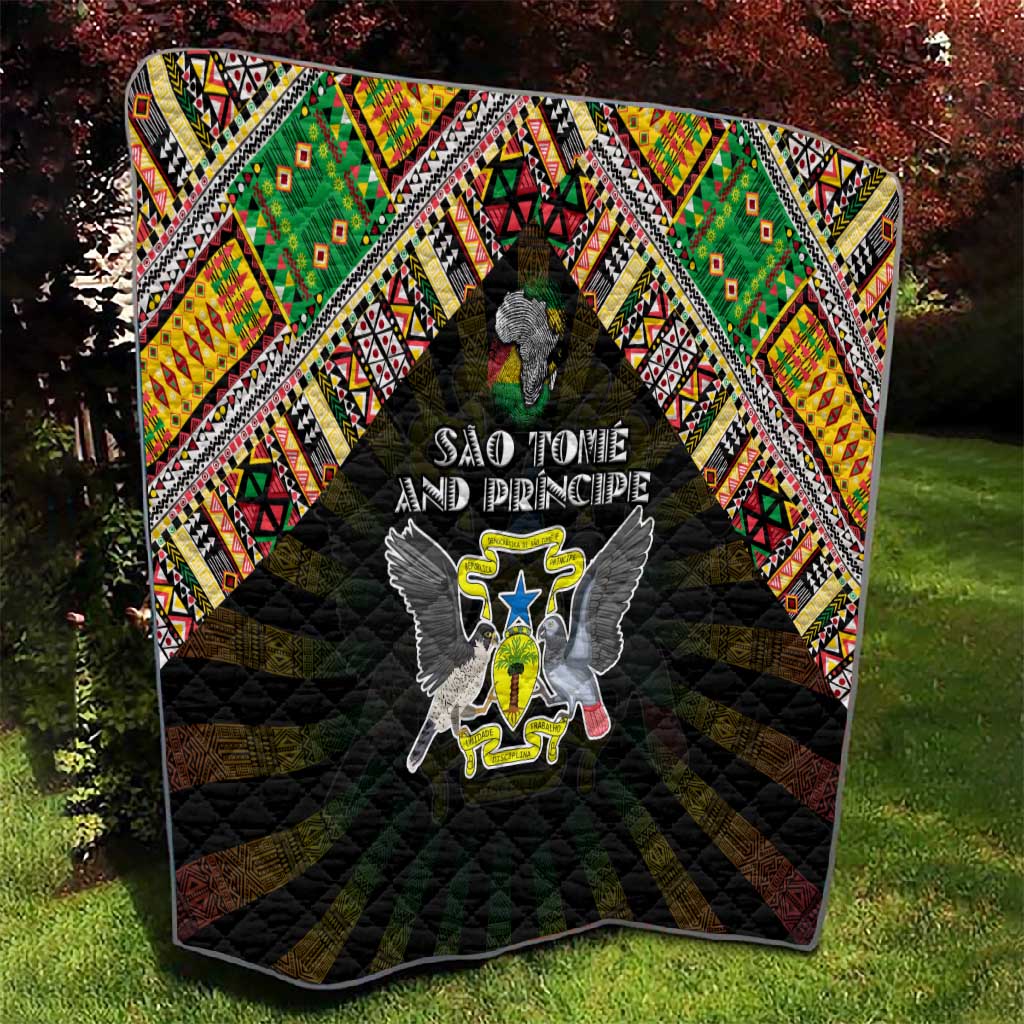 Sao Tome and Principe Roots Quilt African Pride in Fingerprint and Tribal Colors