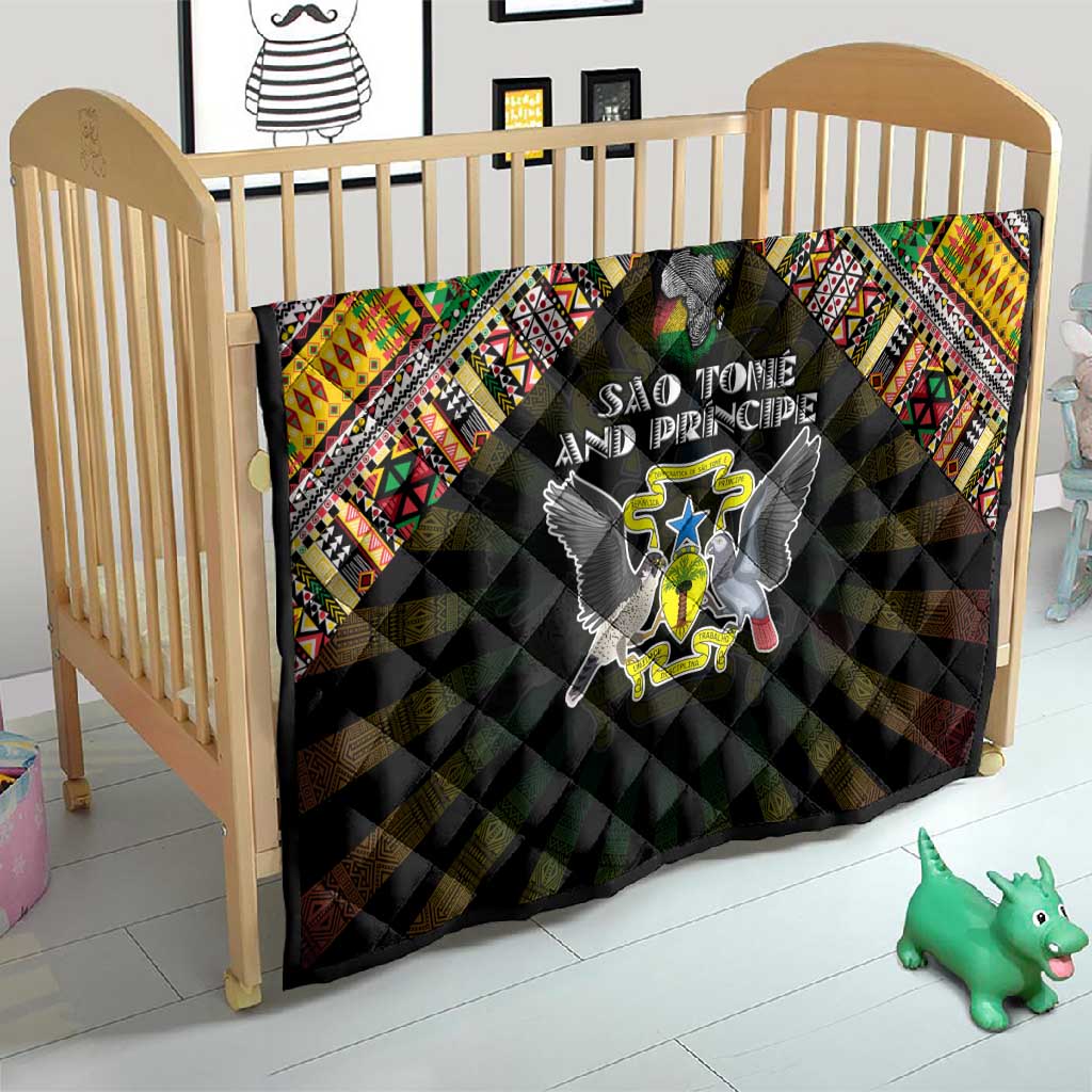 Sao Tome and Principe Roots Quilt African Pride in Fingerprint and Tribal Colors
