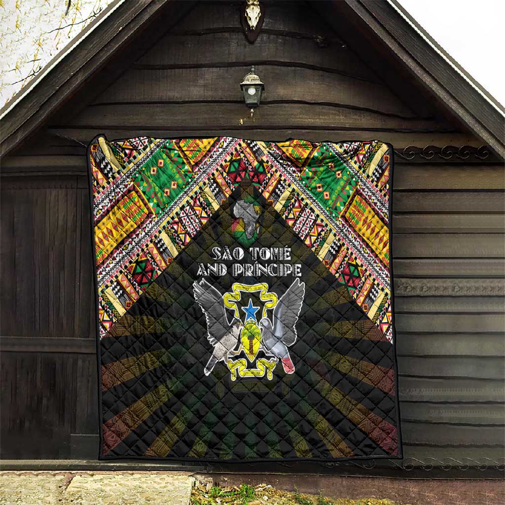 Sao Tome and Principe Roots Quilt African Pride in Fingerprint and Tribal Colors