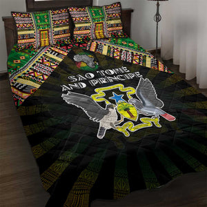 Sao Tome and Principe Roots Quilt Bed Set African Pride in Fingerprint and Tribal Colors