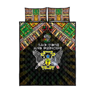 Sao Tome and Principe Roots Quilt Bed Set African Pride in Fingerprint and Tribal Colors