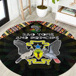 Sao Tome and Principe Roots Round Carpet African Pride in Fingerprint and Tribal Colors