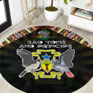 Sao Tome and Principe Roots Round Carpet African Pride in Fingerprint and Tribal Colors