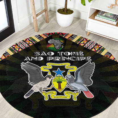 Sao Tome and Principe Roots Round Carpet African Pride in Fingerprint and Tribal Colors