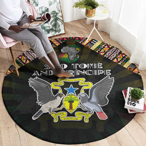 Sao Tome and Principe Roots Round Carpet African Pride in Fingerprint and Tribal Colors