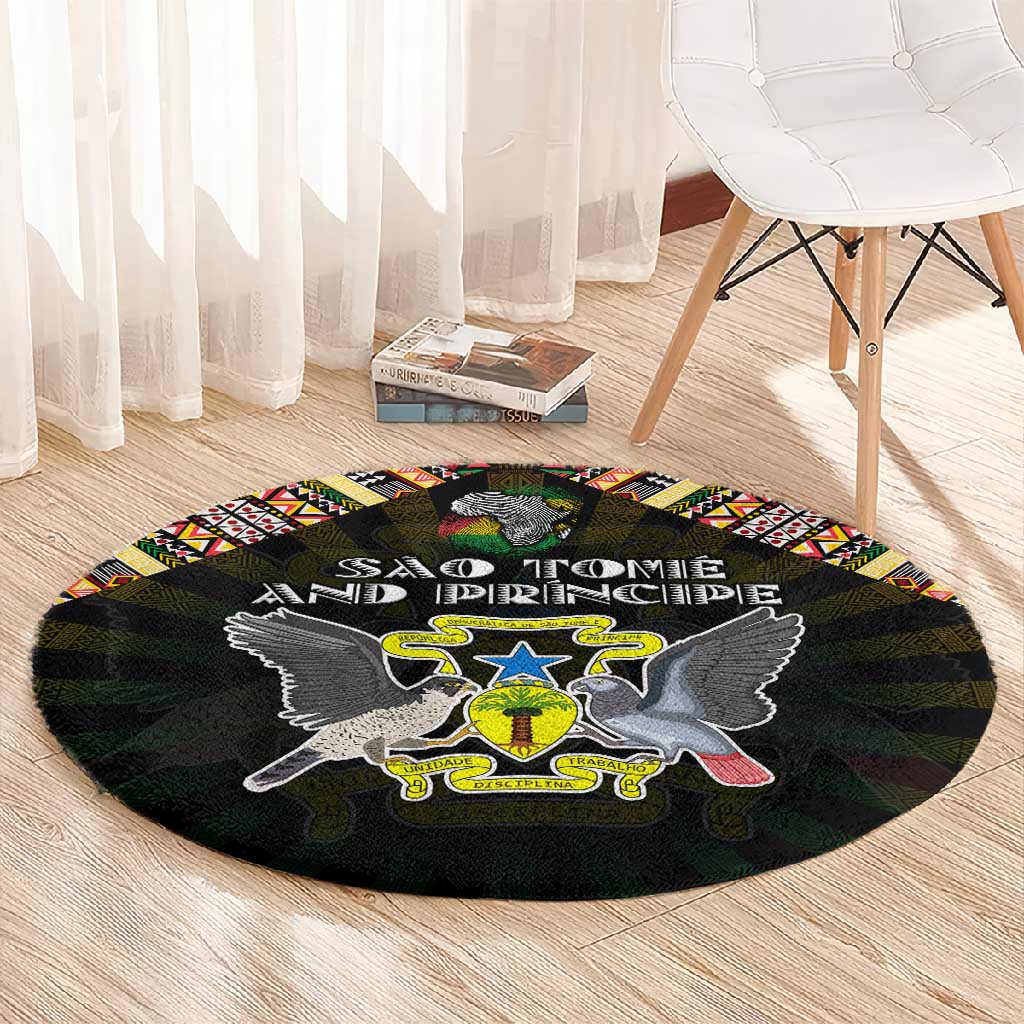 Sao Tome and Principe Roots Round Carpet African Pride in Fingerprint and Tribal Colors