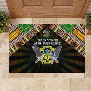 Sao Tome and Principe Roots Rubber Doormat African Pride in Fingerprint and Tribal Colors